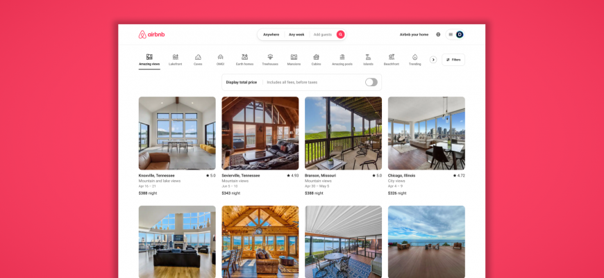 Клон главной сайта Airbnb на React JS